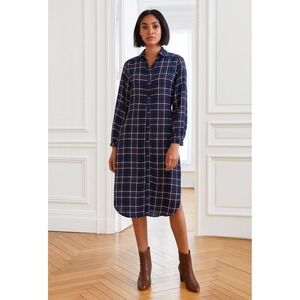 Banana Republic Womens Sz 4 Collared Long Sleeve Button Front Career Dress Plaid